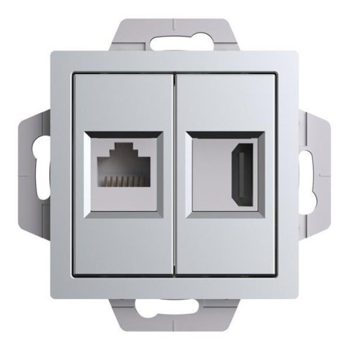 ATLASDESIGN РОЗЕТКА двойная HDMI+RJ45, кат.5Е, механизм, АЛЮМИНИЙ, ATN000382
