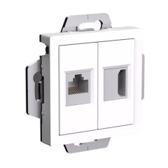ATLASDESIGN РОЗЕТКА двойная HDMI+RJ45, кат.5Е, механизм, БЕЛЫЙ, ATN000182