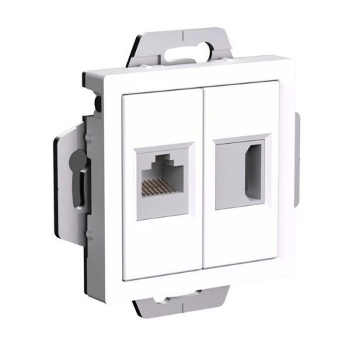 ATLASDESIGN РОЗЕТКА двойная HDMI+RJ45, кат.5Е, механизм, БЕЛЫЙ, ATN000182