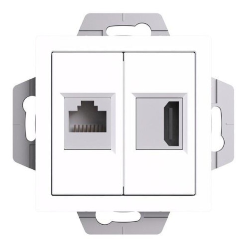 ATLASDESIGN РОЗЕТКА двойная HDMI+RJ45, кат.5Е, механизм, БЕЛЫЙ, ATN000182