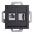 ATLASDESIGN РОЗЕТКА двойная HDMI+RJ45, кат.5Е, механизм, КАРБОН, ATN001082