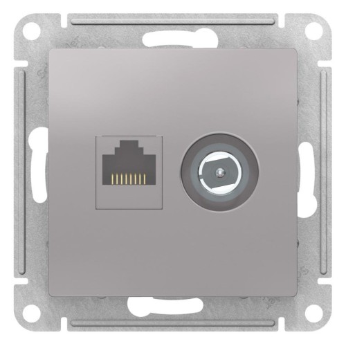 ATLASDESIGN РОЗЕТКА двойная комп+ТВ, RJ45+TV, кат.5E, механизм, АЛЮМИНИЙ, ATN000389