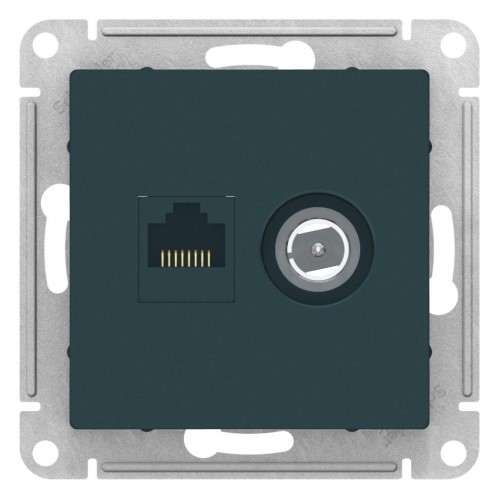 ATLASDESIGN РОЗЕТКА двойная комп+ТВ, RJ45+TV, кат.5E, механизм, ИЗУМРУД, ATN000889