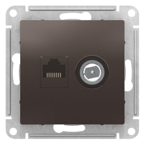 ATLASDESIGN РОЗЕТКА двойная комп+ТВ, RJ45+TV, кат.5E, механизм, МОККО, ATN000689