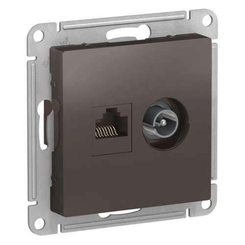 ATLASDESIGN РОЗЕТКА двойная комп+ТВ, RJ45+TV, кат.5E, механизм, МОККО, ATN000689