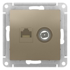 ATLASDESIGN РОЗЕТКА двойная комп+ТВ, RJ45+TV, кат.5E, механизм, ШАМПАНЬ, ATN000589