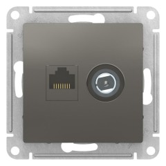 ATLASDESIGN РОЗЕТКА двойная комп+ТВ, RJ45+TV, кат.5E, механизм, СТАЛЬ, ATN000989