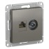 ATLASDESIGN РОЗЕТКА двойная комп+ТВ, RJ45+TV, кат.5E, механизм, СТАЛЬ, ATN000989