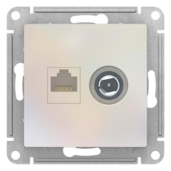 ATLASDESIGN РОЗЕТКА двойная комп+ТВ, RJ45+TV, кат.5E, механизм, ЖЕМЧУГ, ATN000489