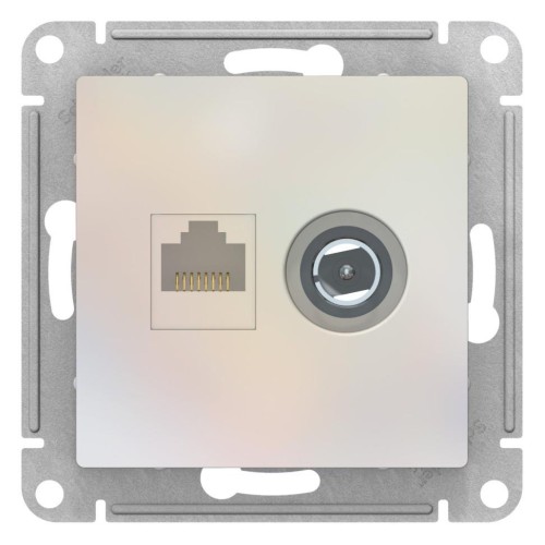 ATLASDESIGN РОЗЕТКА двойная комп+ТВ, RJ45+TV, кат.5E, механизм, ЖЕМЧУГ, ATN000489