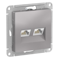 ATLASDESIGN РОЗЕТКА двойная компьютерная RJ45+RJ45, кат.5E, механизм, АЛЮМИНИЙ, ATN000385
