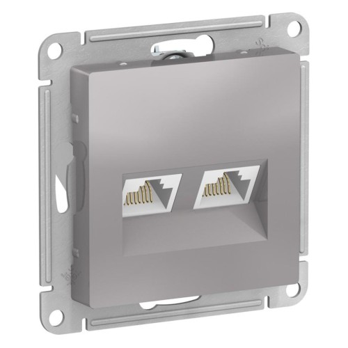 ATLASDESIGN РОЗЕТКА двойная компьютерная RJ45+RJ45, кат.5E, механизм, АЛЮМИНИЙ, ATN000385