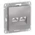 ATLASDESIGN РОЗЕТКА двойная компьютерная RJ45+RJ45, кат.5E, механизм, АЛЮМИНИЙ, ATN000385