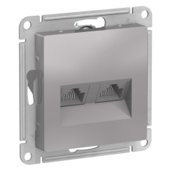 ATLASDESIGN РОЗЕТКА двойная компьютерная RJ45+RJ45, кат.5E, механизм, АЛЮМИНИЙ, ATN000385