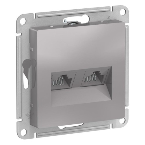 ATLASDESIGN РОЗЕТКА двойная компьютерная RJ45+RJ45, кат.5E, механизм, АЛЮМИНИЙ, ATN000385