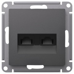 ATLASDESIGN РОЗЕТКА двойная компьютерная RJ45+RJ45, кат.5Е, механизм, БАЗАЛЬТ, ATN001485
