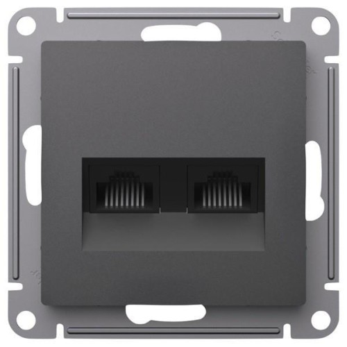 ATLASDESIGN РОЗЕТКА двойная компьютерная RJ45+RJ45, кат.5Е, механизм, БАЗАЛЬТ, ATN001485