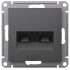 ATLASDESIGN РОЗЕТКА двойная компьютерная RJ45+RJ45, кат.5Е, механизм, БАЗАЛЬТ, ATN001485