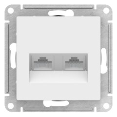 ATLASDESIGN РОЗЕТКА двойная компьютерная RJ45+RJ45, кат.5E, механизм, БЕЛЫЙ, ATN000185