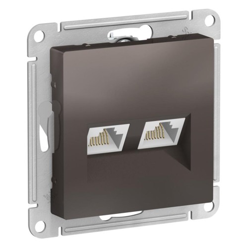 ATLASDESIGN РОЗЕТКА двойная компьютерная RJ45+RJ45, кат.5E, механизм, МОККО, ATN000685