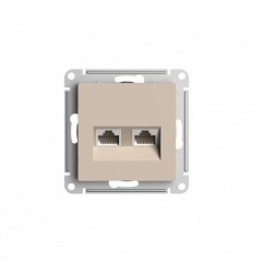ATLASDESIGN РОЗЕТКА двойная компьютерная RJ45+RJ45, кат.5E, механизм, ПЕСОЧНЫЙ, ATN001285