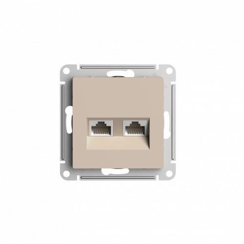 ATLASDESIGN РОЗЕТКА двойная компьютерная RJ45+RJ45, кат.5E, механизм, ПЕСОЧНЫЙ, ATN001285