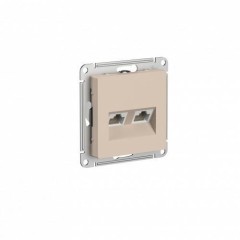 ATLASDESIGN РОЗЕТКА двойная компьютерная RJ45+RJ45, кат.5E, механизм, ПЕСОЧНЫЙ, ATN001285