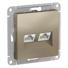 ATLASDESIGN РОЗЕТКА двойная компьютерная RJ45+RJ45, кат.5E, механизм, ШАМПАНЬ, ATN000585