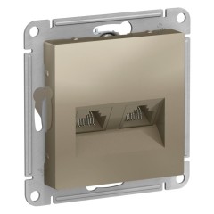 ATLASDESIGN РОЗЕТКА двойная компьютерная RJ45+RJ45, кат.5E, механизм, ШАМПАНЬ, ATN000585