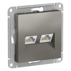 ATLASDESIGN РОЗЕТКА двойная компьютерная RJ45+RJ45, кат.5E, механизм, СТАЛЬ, ATN000985