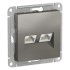 ATLASDESIGN РОЗЕТКА двойная компьютерная RJ45+RJ45, кат.5E, механизм, СТАЛЬ, ATN000985
