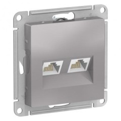 ATLASDESIGN РОЗЕТКА двойная компьютерная RJ45+RJ45, кат.6А, механизм, АЛЮМИНИЙ, ATN000388