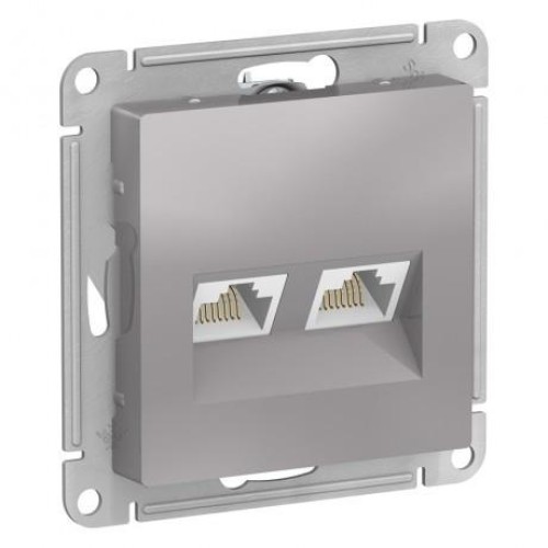 ATLASDESIGN РОЗЕТКА двойная компьютерная RJ45+RJ45, кат.6А, механизм, АЛЮМИНИЙ, ATN000388