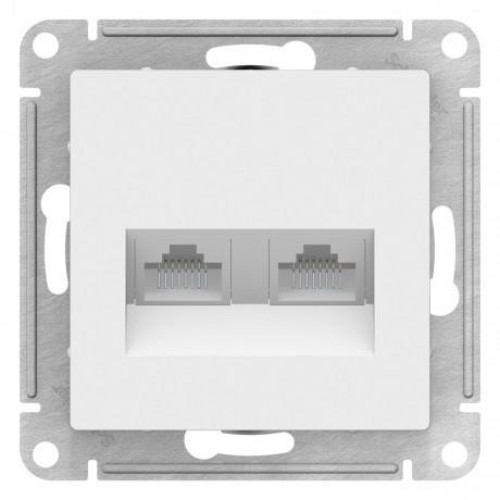 ATLASDESIGN РОЗЕТКА двойная компьютерная RJ45+RJ45, кат.6А, механизм, БЕЛЫЙ, ATN000188