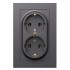 ATLASDESIGN РОЗЕТКА двойная с заземлением, 16А, в сборе, БАЗАЛЬТ, ATN001424