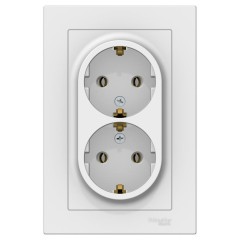 ATLASDESIGN РОЗЕТКА двойная с заземлением, 16А, в сборе, БЕЛЫЙ, ATN000124