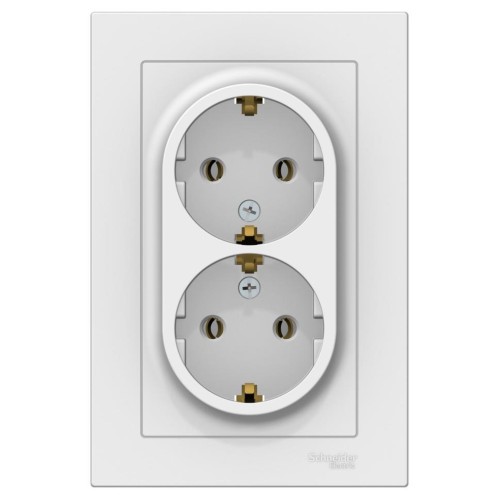 ATLASDESIGN РОЗЕТКА двойная с заземлением, 16А, в сборе, БЕЛЫЙ, ATN000124