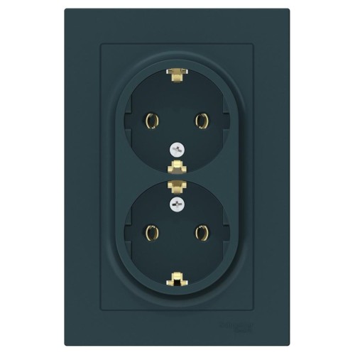 ATLASDESIGN РОЗЕТКА двойная с заземлением, 16А, в сборе, ИЗУМРУД, ATN000824