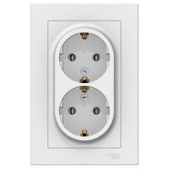 ATLASDESIGN РОЗЕТКА двойная с заземлением, 16А, в сборе, ЛОТОС, ATN001324