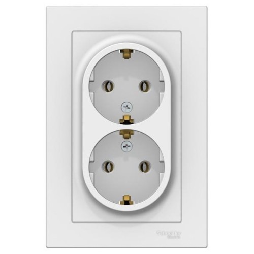 ATLASDESIGN РОЗЕТКА двойная с заземлением, 16А, в сборе, ЛОТОС, ATN001324