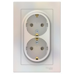 ATLASDESIGN РОЗЕТКА двойная с заземлением, 16А, в сборе, ЖЕМЧУГ, ATN000424