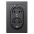 ATLASDESIGN РОЗЕТКА двойная с заземлением со шторками, 16А, в сборе, БАЗАЛЬТ, ATN001426