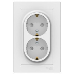 ATLASDESIGN РОЗЕТКА двойная с заземлением со шторками, 16А, в сборе, ЛОТОС, ATN001326
