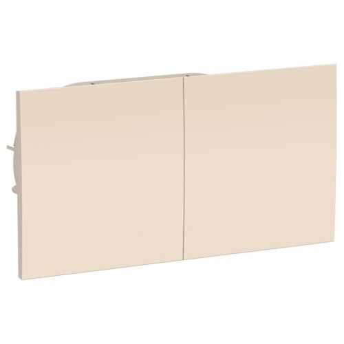 ATLASDESIGN РОЗЕТКА двойная с заземлением  со шторками и сдвижной крышкой, 16А, в сборе, БЕЖЕВЫЙ, ATN000228