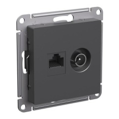ATLASDESIGN РОЗЕТКА двойная ТВ + компьютерная RJ45, кат. 5Е, БАЗАЛЬТ, ATN001489
