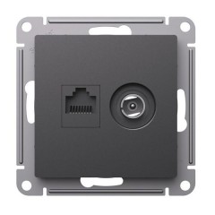 ATLASDESIGN РОЗЕТКА двойная ТВ + компьютерная RJ45, кат. 5Е, БАЗАЛЬТ, ATN001489