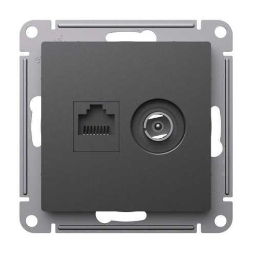 ATLASDESIGN РОЗЕТКА двойная ТВ + компьютерная RJ45, кат. 5Е, БАЗАЛЬТ, ATN001489