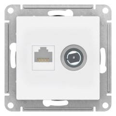 ATLASDESIGN РОЗЕТКА двойная ТВ + компьютерная RJ45, кат. 5Е, ЛОТОС, ATN001389