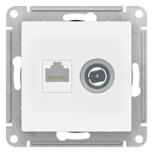 ATLASDESIGN РОЗЕТКА двойная ТВ + компьютерная RJ45, кат. 5Е, ЛОТОС, ATN001389
