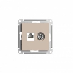 ATLASDESIGN РОЗЕТКА двойная ТВ + компьютерная RJ45, кат. 5Е, ПЕСОЧНЫЙ, ATN001289